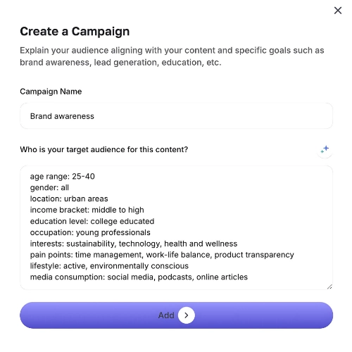 Create a new Campaign