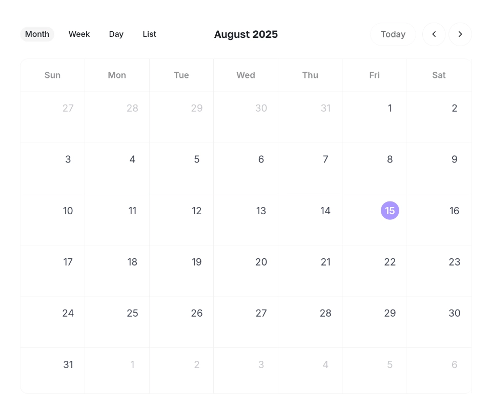Social media scheduling calendar