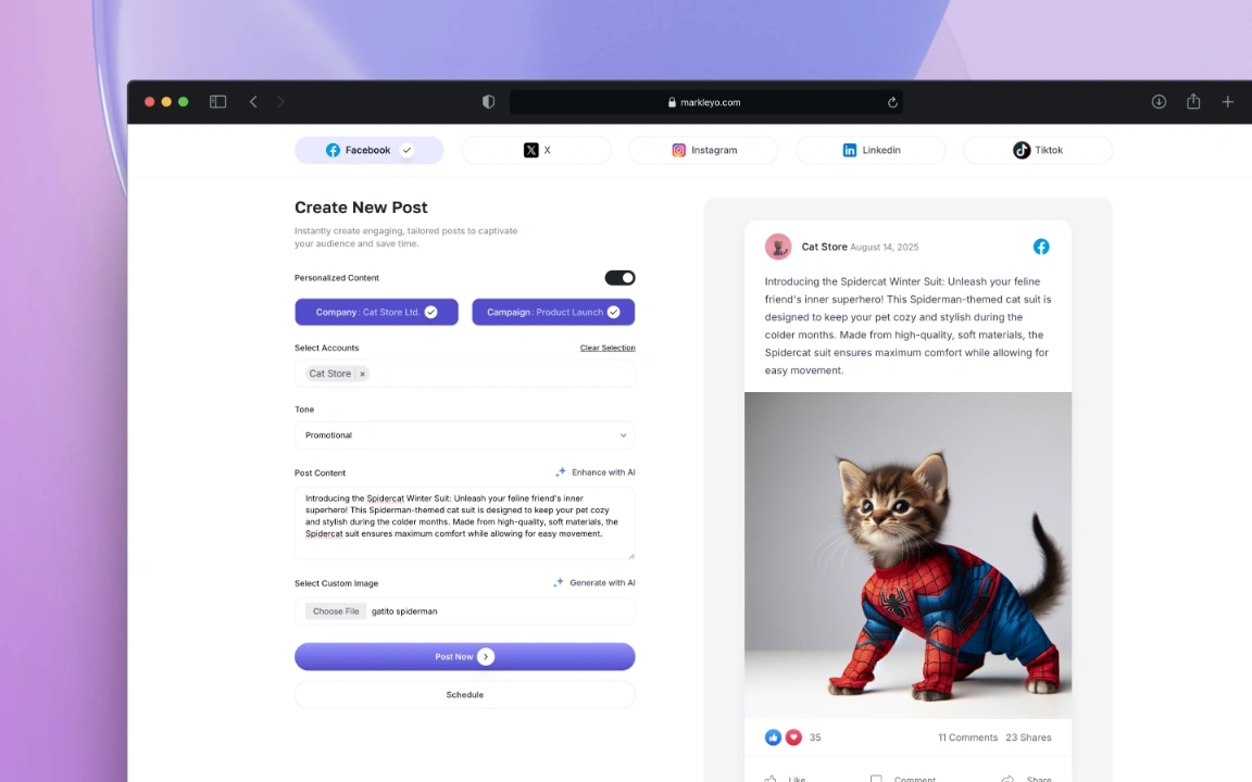 One click content creation